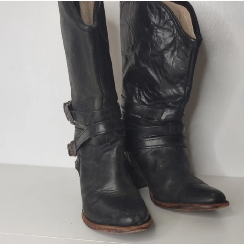 Freebird By Steven Pike Black Leather Steampunk Western Boots | Women’s Size 7 |